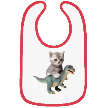 Discover Cute kitten rides on T-rex Bibs