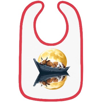Discover Sleeping cow in boat under the moon Bibs