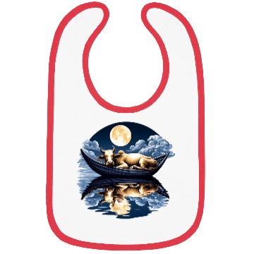 Discover Sleeping cow in boat under the moon Bibs
