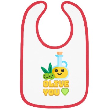 Discover Olive You! Cute Olive I Love You Cartoon Bibs