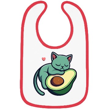 Discover Green Cat Sleeping On An Avocado With Heart Bibs