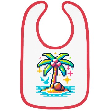 Discover Digital Beach Getaway: Pixel Palm Paradise Bibs