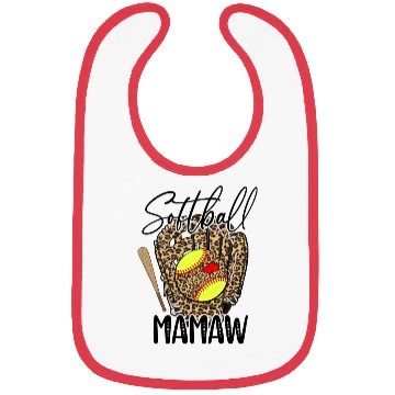 Discover Softball Mamaw Leopard Game Day Softball Lover Bibs