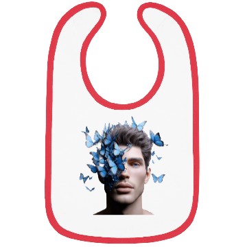 Discover Male Face with Blue Butterflies Bibs