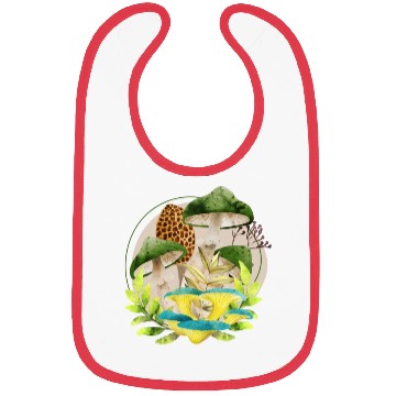 Discover Green and Brown Mushrooms Bibs