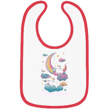 Discover Magical Dreams Sleeping Cat Unicorns Pastel Clouds Bibs