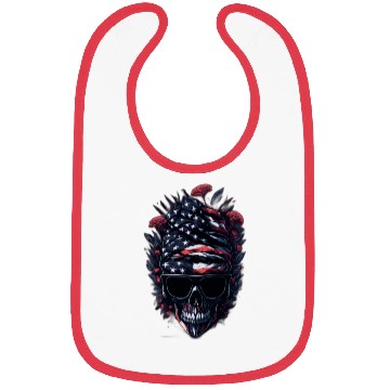 Discover Theblack skull patriotic USA Bibs