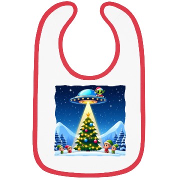 Discover Christmas Alien UFO Elf Abduction Bibs