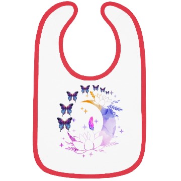 Discover Celestial Serenity Moon, Lotus, Feather, butterfly Bibs