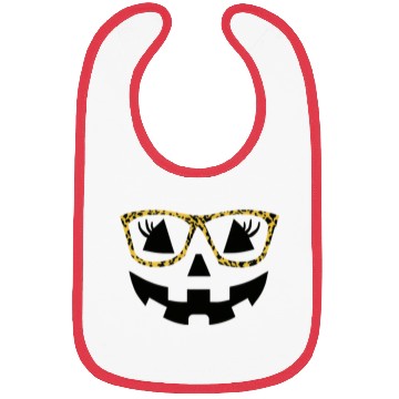 Discover Jack O Lantern Cute Face Pumpkin with Leopard Prin Bibs