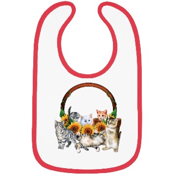 Discover Kittens Sunflowers Gift For Cat LOver Bibs