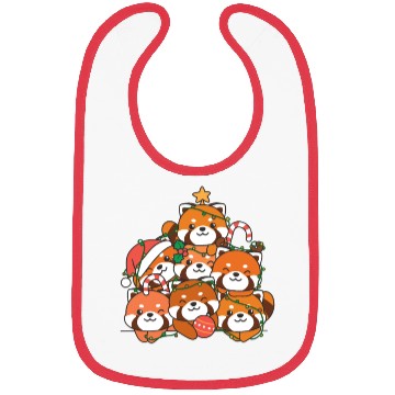 Discover Red Panda Christmas Tree Funny Animal Bibs