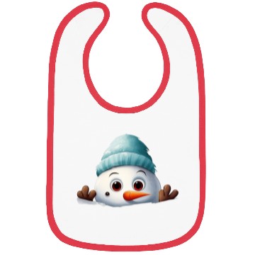 Discover Snowman Christmas watercolor Santa hat Bibs