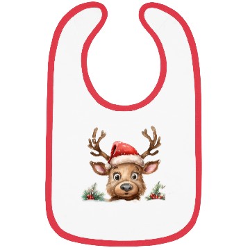 Discover Christmas watercolor Reindeer Bibs