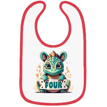 Discover Fantasy Reptile Creature With Word "Four" Bibs