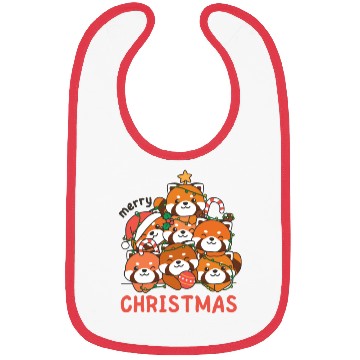 Discover Red Panda Christmas Tree Merry Christmas Bibs