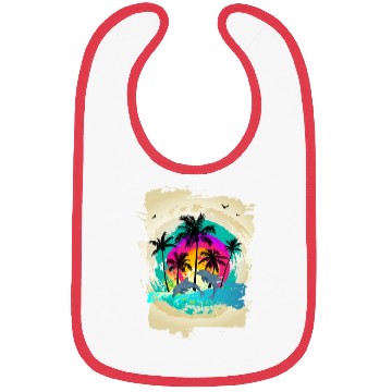 Discover Dolphin Palm Tree Sunset Bibs