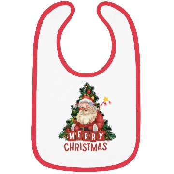Discover A Jolly Red Santa and a Sparkling Christmas Tree Bibs