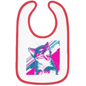 Discover Glitchy Kitten Techno Digital Cat Lovers Meow Bibs