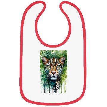 Discover Leopard ink painting with green background Bibs