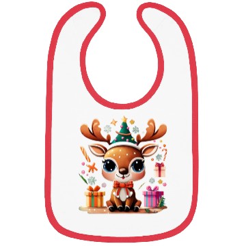 Discover Cute Reindeer Merry Christmas Gift Happy Holidays Bibs