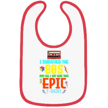 Discover Retro Nostalgia Collage I Survived the '80s' Epic Bibs