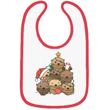 Discover Otter Christmas Tree Funny Animal Christmas Bibs