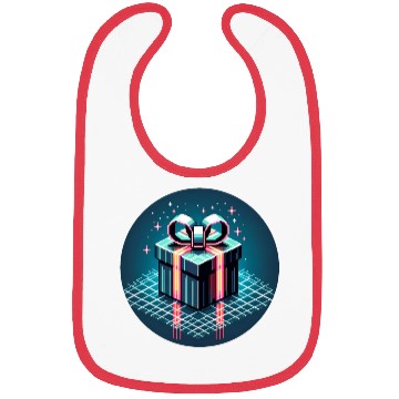 Discover Cyberpunk Pixel Art Gift Box - Neon Ribbons Bibs