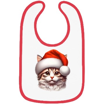 Discover Cute Kitten Wearing a Santa Claus Hat Bibs
