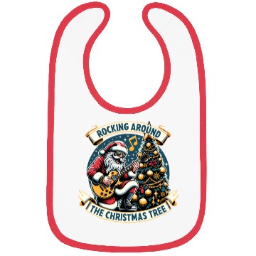 Discover Funny Christmas Santa Play Guitar Christmas Tree Bibs