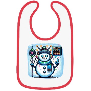 Discover Frosty the Code-man | Cyberpunk Neon Snowman Pixel Bibs