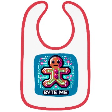 Discover Neon Cyberpunk Gingerbread - "Byte Me" Christmas Bibs