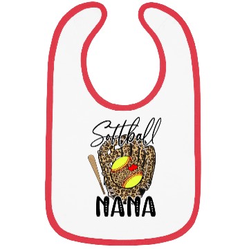 Discover Softball Nana Leopard Game Day Softball Lover Bibs