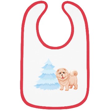 Discover Christmas tree and brown cute dog Bibs