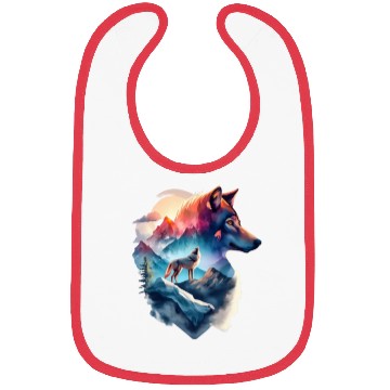 Discover wolf and a mountain natural scenery Bibs