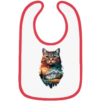 Discover cat and a mountain natural scenery Bibs