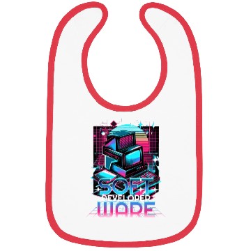 Discover Retro Neon Software Developer Vibes 90s Bibs