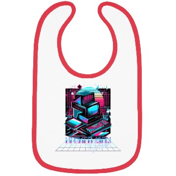 Discover Retro Neon Hacker Man Vibes 90s Bibs