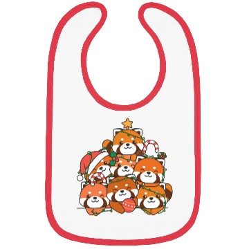 Discover Red Panda Christmas Tree Funny Animal Bibs