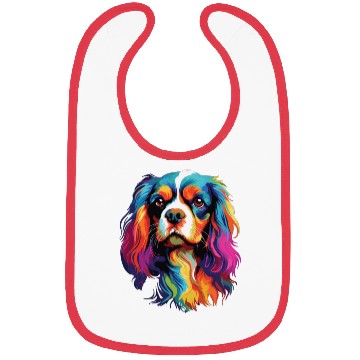 Discover Watercolor Colorful Cavalier King Charles Spaniel Bibs