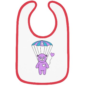 Discover Cheerful Purple Teddy bear with a Heart Balloon Bibs