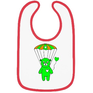 Discover Teddy Bear - The Green Skydiver Bibs