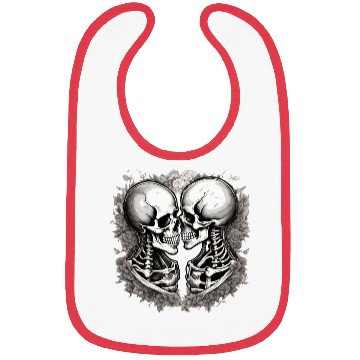 Discover Skeleton Kissing Lovers' Design: Eternal Embrace Bibs