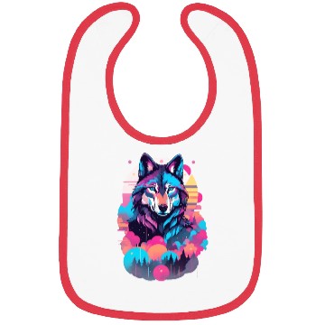 Discover Vaporwave Wolf Bibs - Neon Blue Eyes