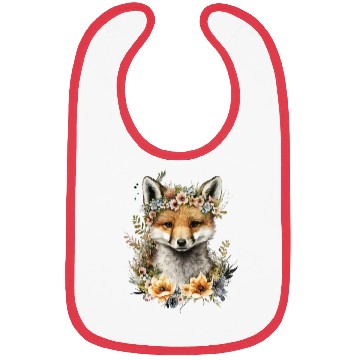 Discover Watercolor Floral Fox Cute Bibs