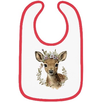 Discover Watercolor Floral Baby Deer Cute Bibs