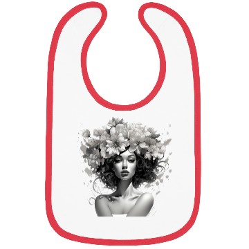 Discover Woman with flowers on her head Bibs