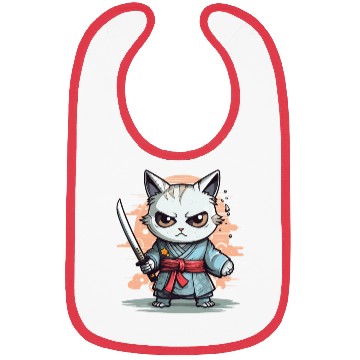 Discover Cute Samurai Cat Kawaii Japanese Ronin Aesthetic A Bibs
