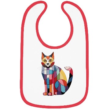 Discover Colorful Kitty - Geometric Bibs