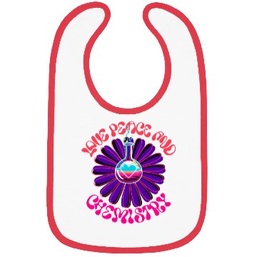 Discover Love Peace and Chemistry Retro Flower Power Bibs